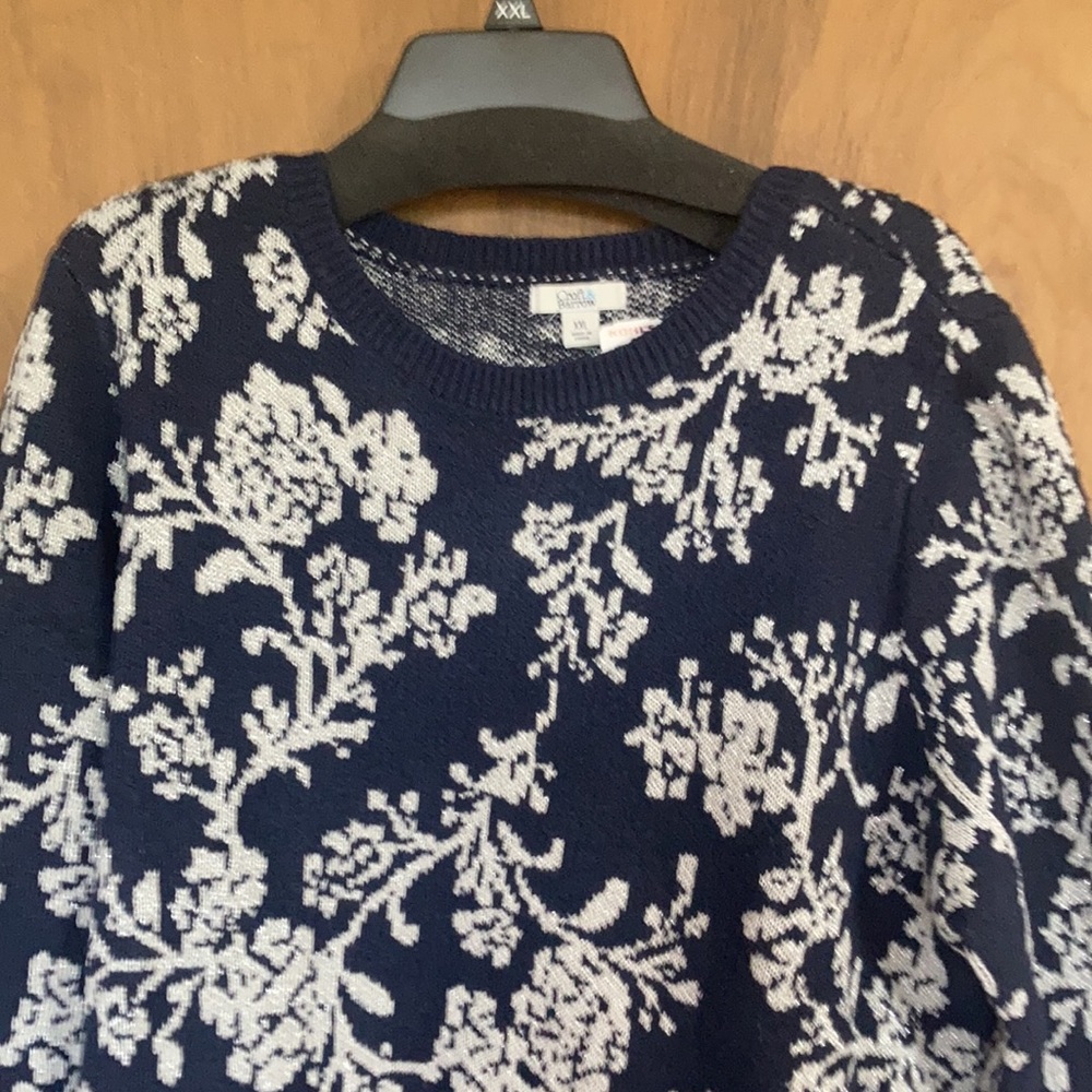 Relist 2/23❌ Croft & barrow crew neck sweater floral like print & metallic XXL - Picture 15 of 17
